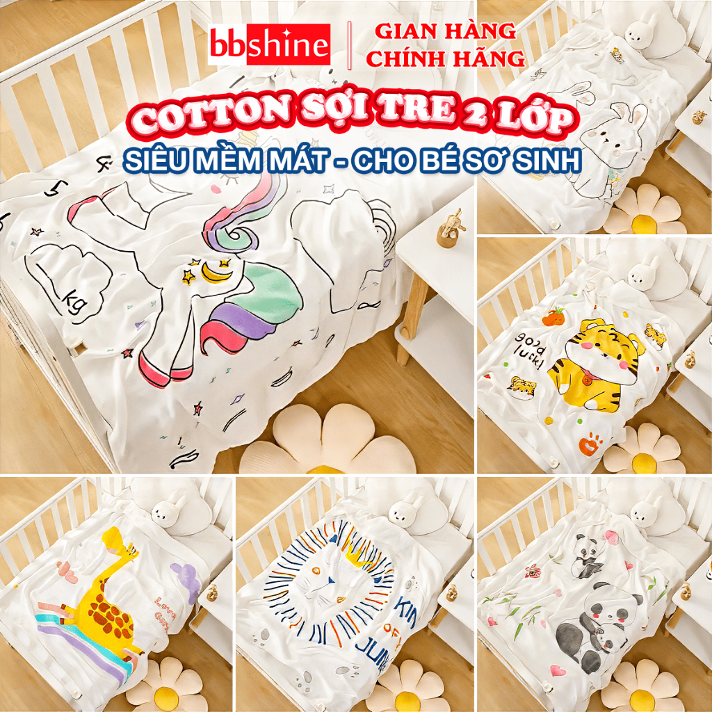Chăn Cho Bé Chất Lụa Mềm Mát Thấm Hút Tốt Đa Dạng Họa Tiết Xinh Yêu BBShine – KH015