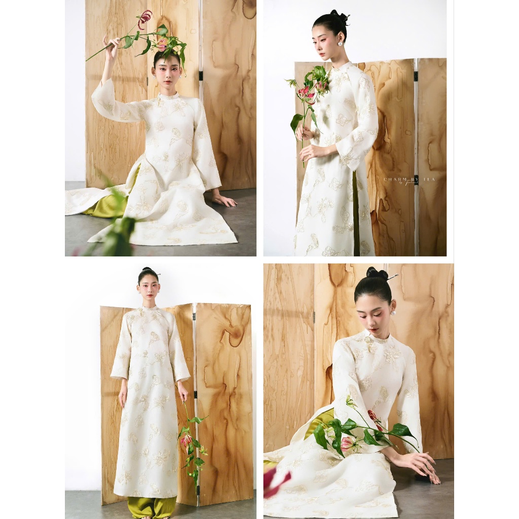 Áo Dài Thiết Kế Charm By Tea: THANH SET (KÈM QUẦN- KHÔNG PHỤ KIỆN) | BigBuy360 - bigbuy360.vn