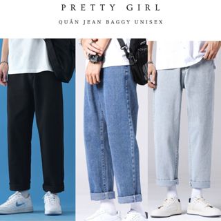 Quần jean baggy nam nữ HiYOU, Quần bò baggy nam nữ phom ống rộng có Bigsize