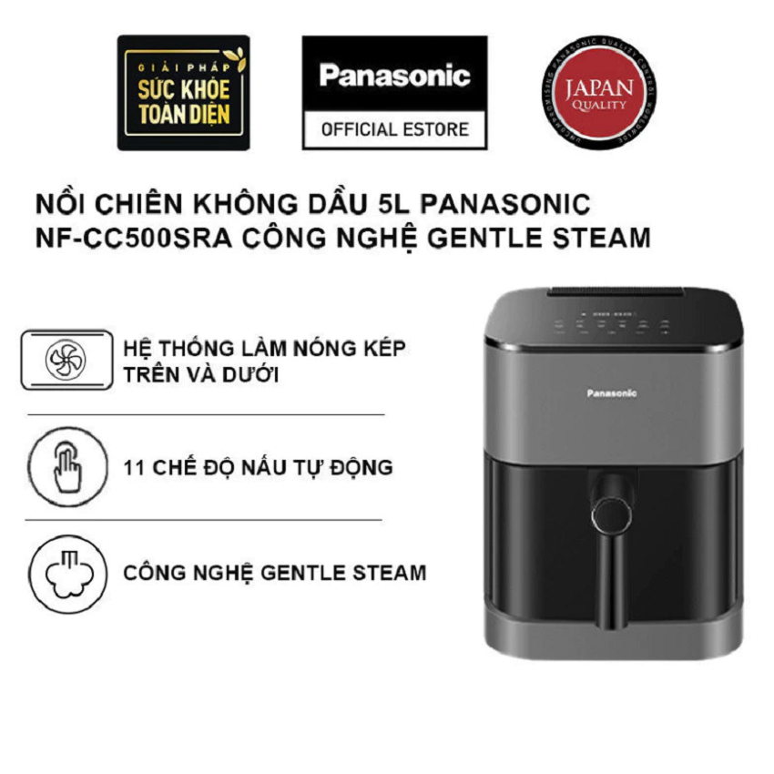 Nồi chiên không dầu 5 lít Panasonic NF-CC500SRA, công nghệ Gentle Steam - Hàng chính hãng