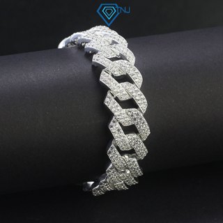 Lắc tay Cuban bạc nam bản 13mm đính đá cao cấp, phong các thời trang hiphop LTA0173 - Trang Sức TNJ