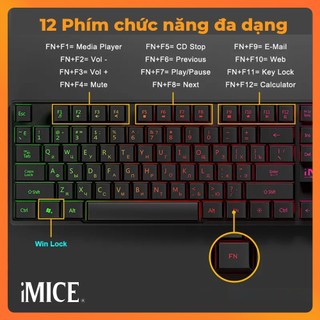 Bàn Phím Giả Cơ Gaming Imice AK-600 RGB Có Dây 104 Phím – Led Đổi Màu – Phím Cho Máy Tính, Laptop