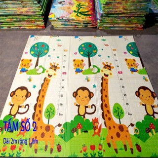 Thảm xốp cho bé XPE gấp gọn tấm lót trải sàn 2 mặt chống thấm chống trơn hàn quốc phủ silicon 1m8 2m