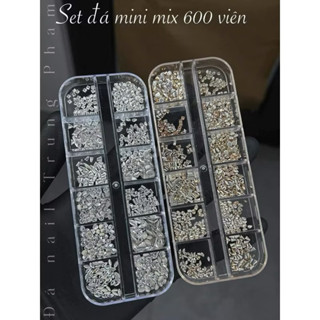 Sét đá khối chân bằng Super mini 600 viên mix màu siêu sáng, siêu sang, trang trí nail