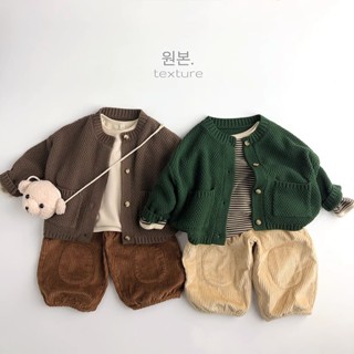 (CÓ SẴN) TIÊU CLOSET SET ÁO CADIGAN CHẤT LEN DÀY DẶN+QUẦN BÔNG NỈ CHO BÉ MÙA ĐÔNG