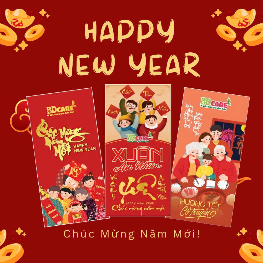 Combo 10 Bao Lì Xì Đỏ Tết  Gia Đình Đoàn Viên Sum Vầy Siêu Cute BDCARE