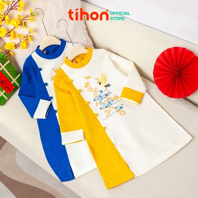 Áo dài cho bé trai TIHON cao cấp chất liệu gấm phối dạ mềm mại cho bé từ 13kg - 45kg AD0750870