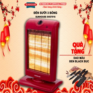 Đèn sưởi 3 bóng halogen Sunhouse SHD7016 công suất 1200W + Tặng dao làm bếp màu đen