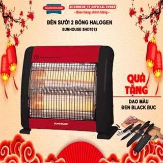Đèn sưởi điện 2 bóng hồng ngoại Sunhouse SHD7013 công suất 800W tốc độ làm ấm nhanh + Tặng dao làm bếp màu đen