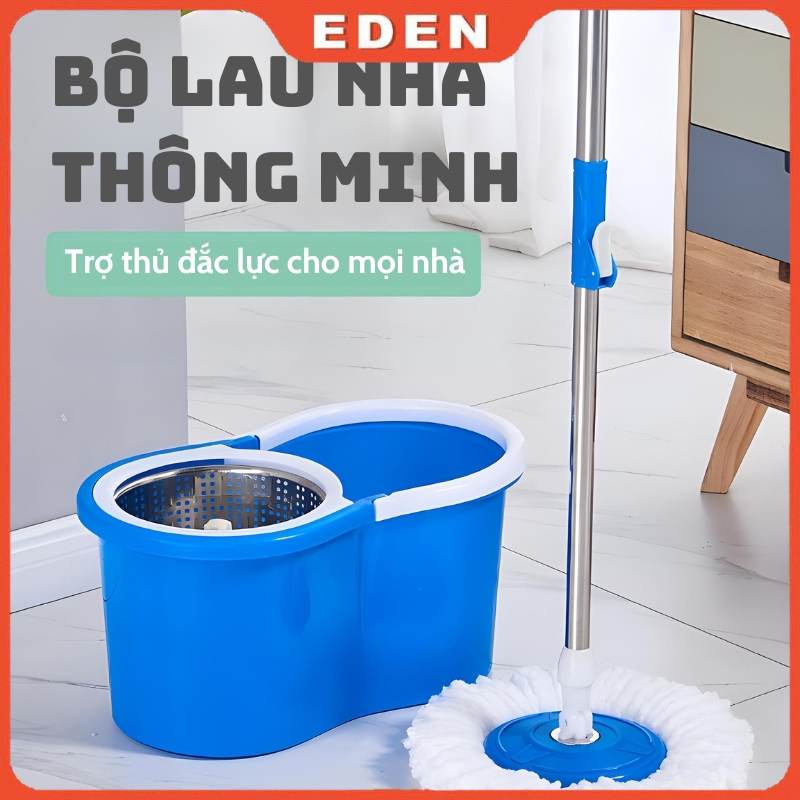 Bộ lau nhà xoay 360 độ, thùng lau nhà 360 độ lồng sắt chắc chắn, cây lau nhà 360 độ