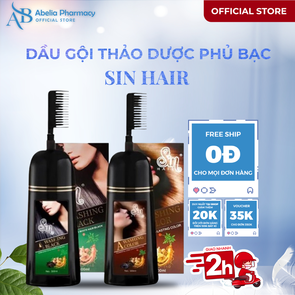 Dầu Gội Phủ Bạc Sin Hair  Nhật Bản - Sin Hair Dầu Gội Phủ Bạc, Đổi Màu Tóc, Thảo Dược Dưỡng Tóc Chắc