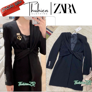 (Chính hãng size XS)Váy mini ZARA 2777/878/800 vải vest đen xoắn nếp ngực(kèm ảnh thât)