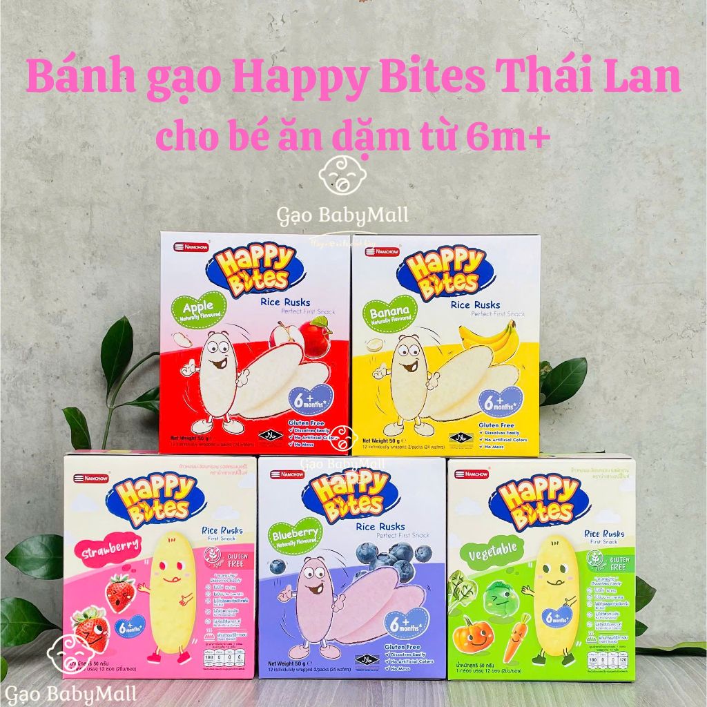 Bánh gạo ăn dặm Happy Bites cho bé ăn dặm từ 6m+ [DATE 12/26]