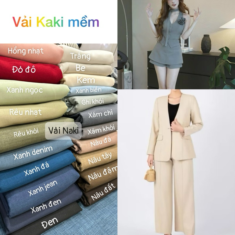 [ VẢI NAKI ] Vải KAKI TRƠN MỀM MẠI CO GIÃN may áo sơ mi, may vest, đầm váy khổ 1,5m