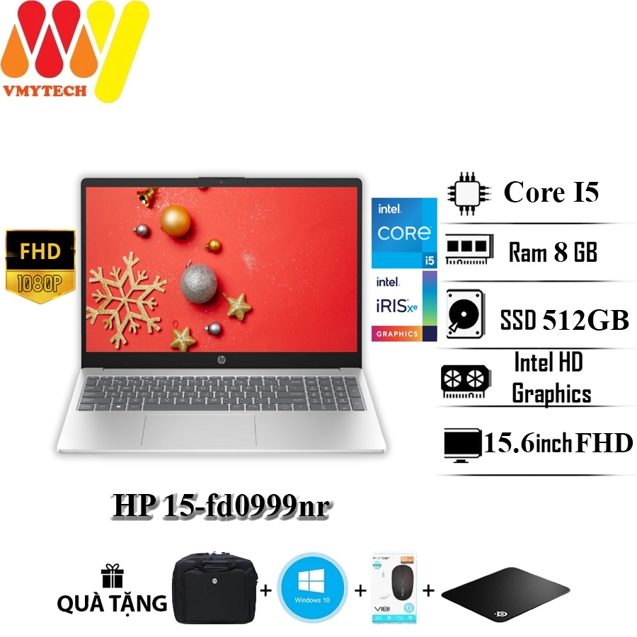 Laptop HP 15-fd0999nr, Core i5 1235U, Ram 8GB, SSD 512GB, 15.6inch FHD, laptop mỏng nhẹ cấu hình cao