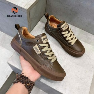 Giày SNEAKER nam cổ lửng da NAPPA 4 màu nâu,đen,kem bee,trắng đế cao su đúc