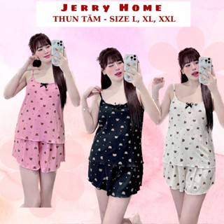 Đồ Bộ Xinh (Có Bigsize), Đồ Ngủ Nữ 2 Dây Dễ Thương Chất Liệu Thun Tăm Lạnh Jerry Home