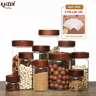 Hũ Thủy Tinh Nắp Gỗ Keo – Hũ Đựng Ngũ Cốc, Hũ Đựng Gia Vị, Hũ Đựng Đồ Khô