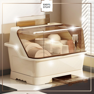  Giá úp chén dĩa có nắp đậy ráo nước hộp đựng bát đĩa bằng nhựa đa dụng cho bếp gia đình Easy Stuff 