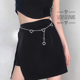 (Lẻ) Dây xích đeo trang trí váy, quần hoặc eo hình trái tim đính đá nhân tạo