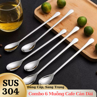    Combo 6   Muỗng   Thìa   Cà Phê Cán Dài Inox 304 Cao Cấp Sang Trọng 