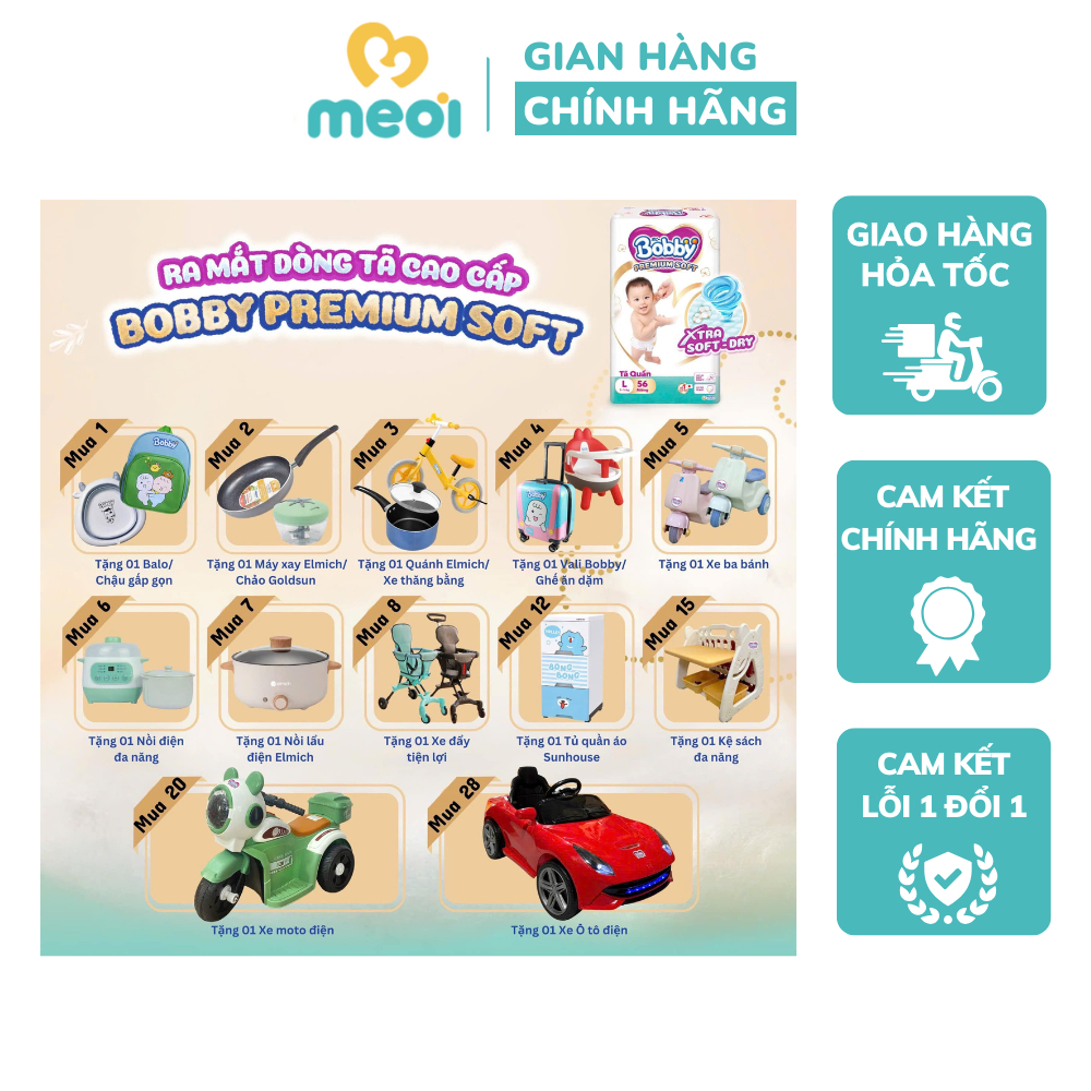 (Quà tặng không bán)Quà tặng khi mua bỉm Bobby Premium Soft