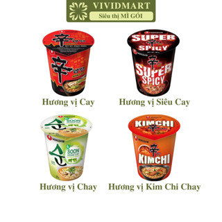 [LYLẺ]-NONGSHIM- Mì ly Nongshim 4 vị: Shin ramyun cay, Shin Red siêu cay, Soon Veggie chay, Shin kim chi chay 67-75g/ly
