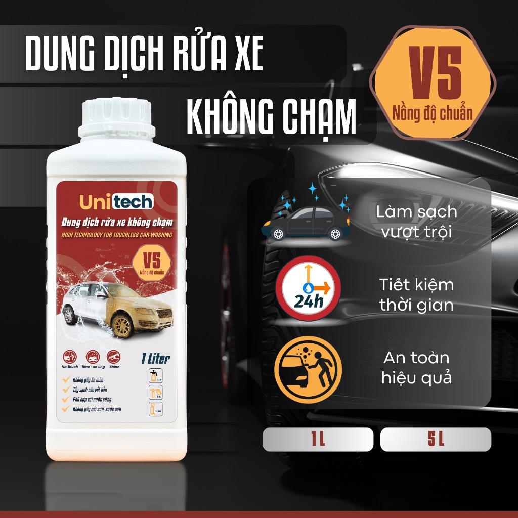 Nước Rửa Xe Không Chạm UNITECH V5 (1 lít), Dung Dịch Rửa Xe Không Chạm Siêu Mạnh, Rã Đất Nhanh