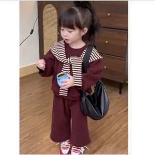  Sét Bộ Nỉ Kèm Khăn Cho Bé Gái Bộ Đồ Thu Đông Cho Bé Quần Dài Áo Dài Tay Kèm Khăn Chất Nỉ Mềm Mịn Cho Bé Từ 8-35kg 