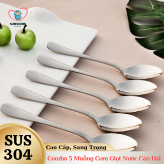  Combo 5 Muỗng Ăn Cơm Giọt Nước Cán Dài Inox 304 - Muỗng Thìa Cao Cấp - Muỗng Thìa Nhà Hàng Khách Sạn 