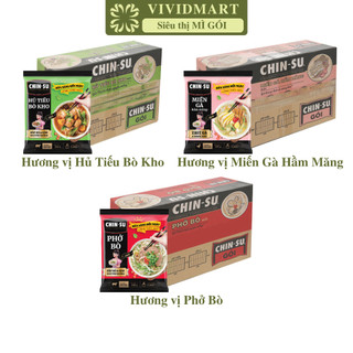 [THÙNG15GÓI]-MASAN- Chin-su gói có thịt thật 3 vị: Phở bò, Miến gà hầm măng, Hủ tiếu bò kho, Masan Chinsu gói ăn liền