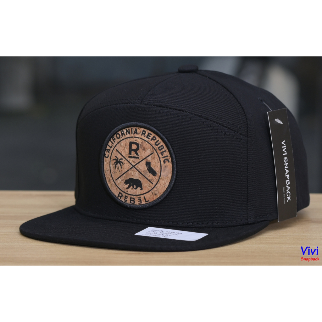 Nón snapback California Republic,mũ logo gấu Cali,nón snapback độc nút bần,7 panel cork snapback,mũ 