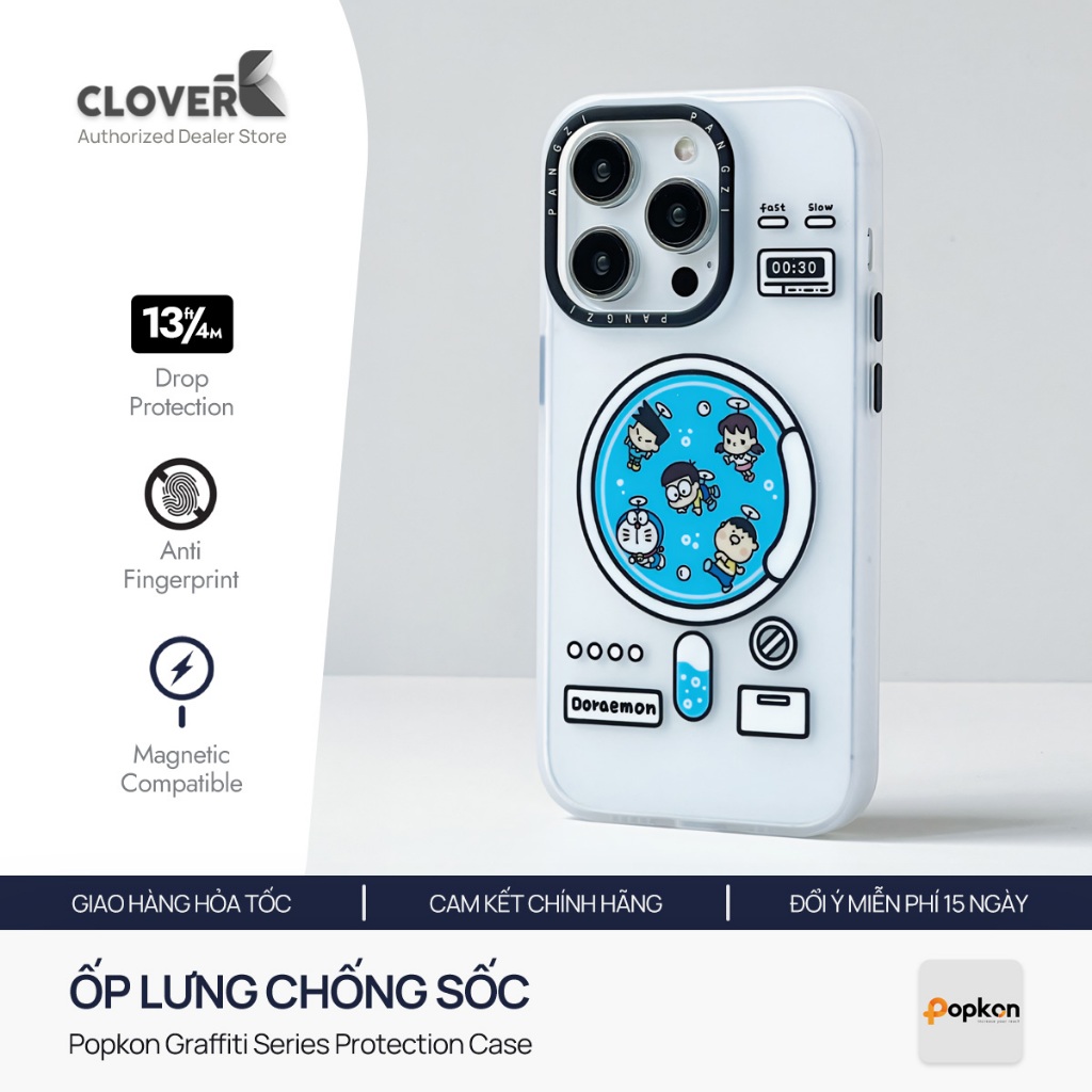 Ốp lưng Popkon Doraemon - Hít Từ Tính/Chống Sốc - Dành cho iPhone 12-17 - CloverB