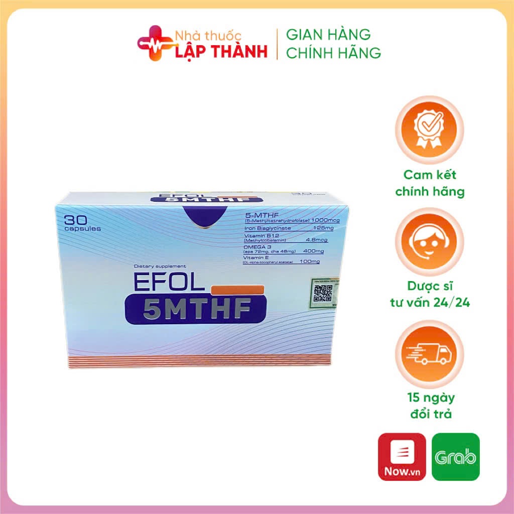 Viên Uống EFOL 5MTHF - Bổ Sung Dưỡng Chất, Chống Dị Tật Thai Nhi và Giảm Nguy Cơ Sảy Thai, Sinh Non 