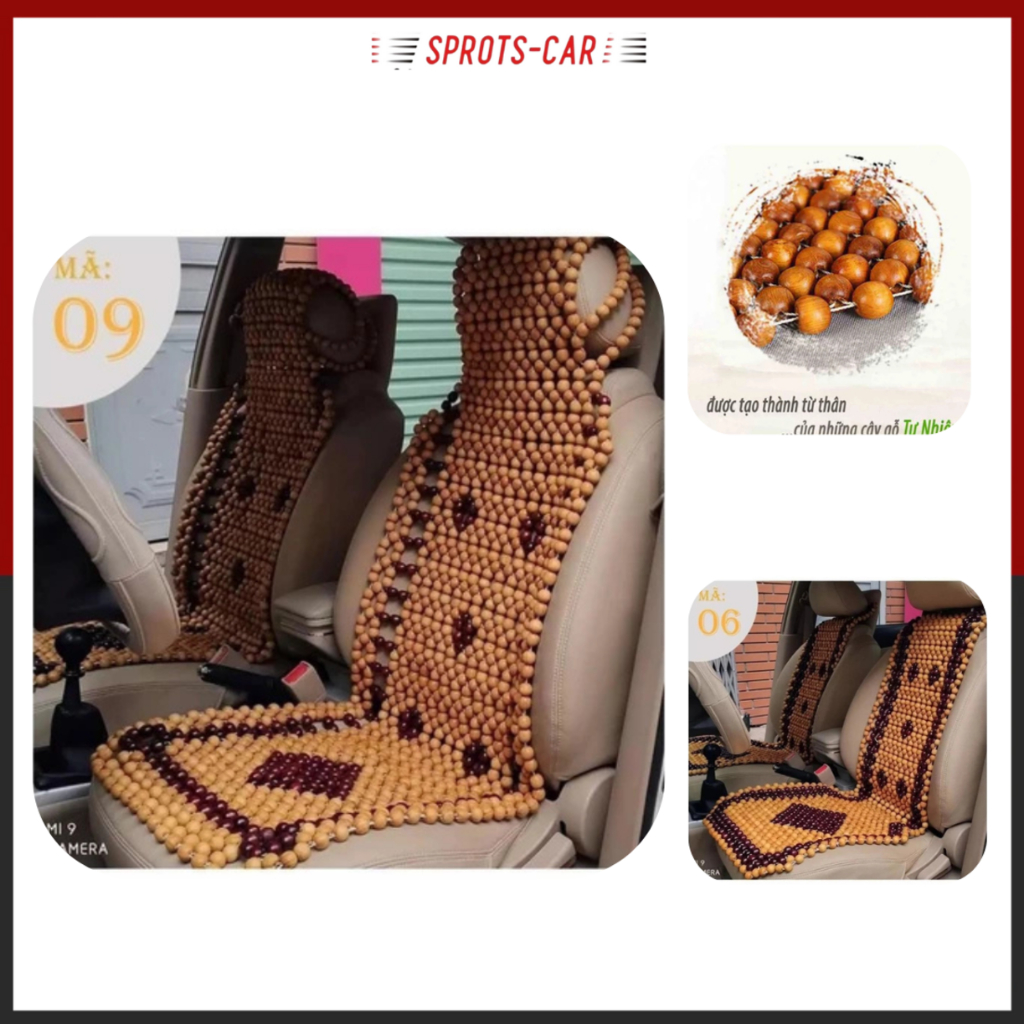 Lót ghế ô tô hạt gỗ đan hoa cao cấp