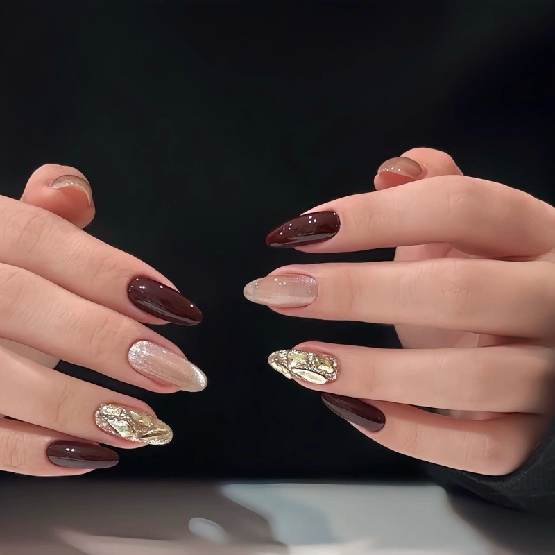 Nailbox tông đỏ JUNLY - nail box thiết kế móng giả đỏ thạch đơn giản đi chơi lễ tết 491