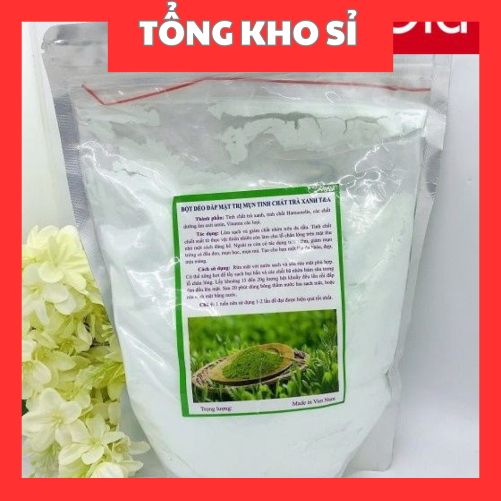 BỘT DẺO TRÀ XANH ĐẮP MẶT SPA TRẮNG DA 1KG