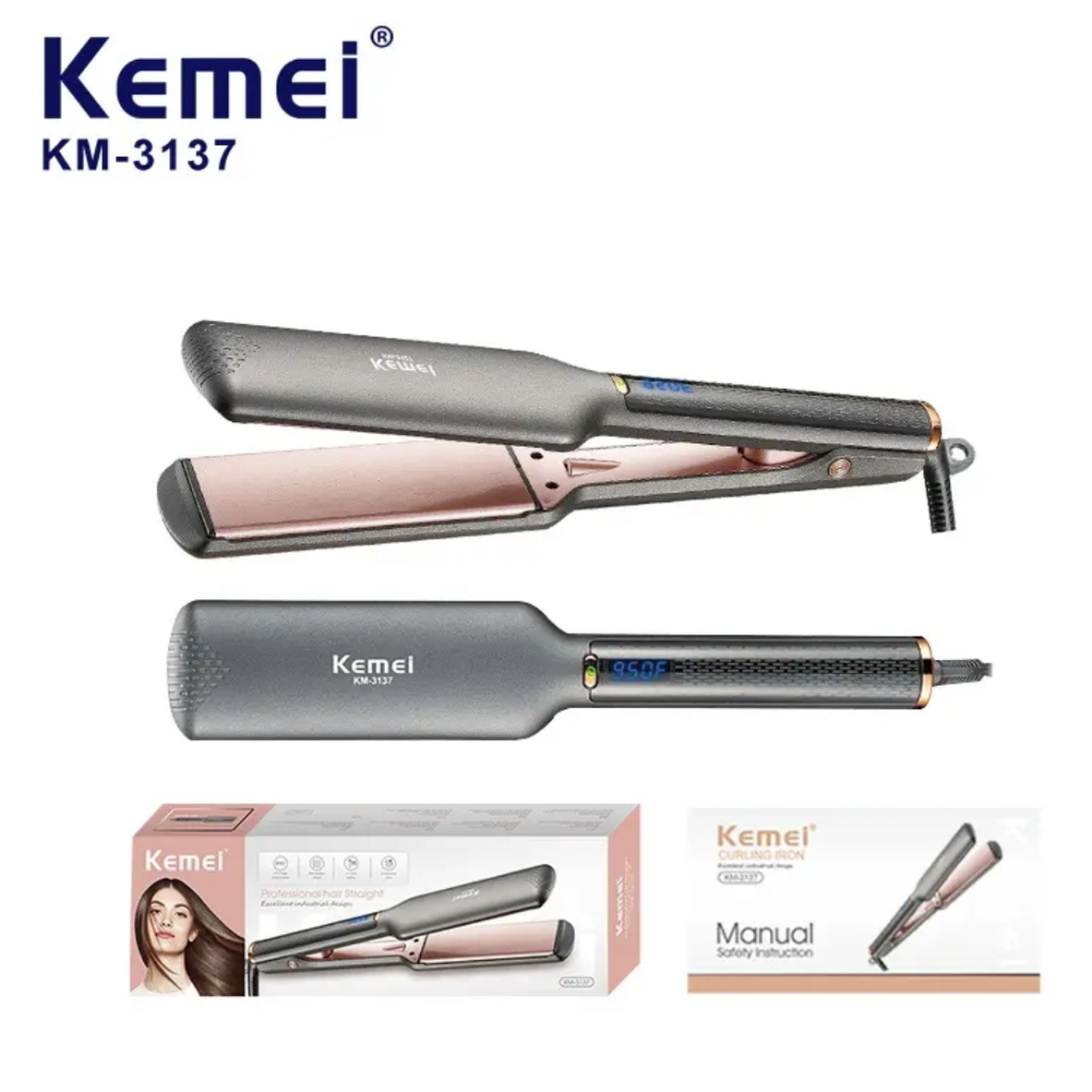 Máy Duỗi Tóc Cao Cấp Chống Hư Tổn Tóc Nóng Nhanh Bản Lớn Chuẩn Salon Kemei Km 3137