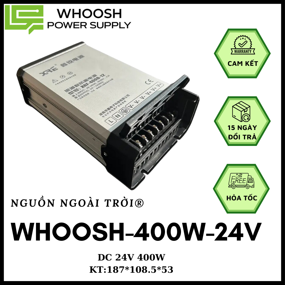 Nguồn 24V, Nguồn 400W, DC 24V 16.6A, Nguồn DC 24v 400w, Đổi Nguồn Ngoài Trời Dùng Cho Đèn Led, Máy B