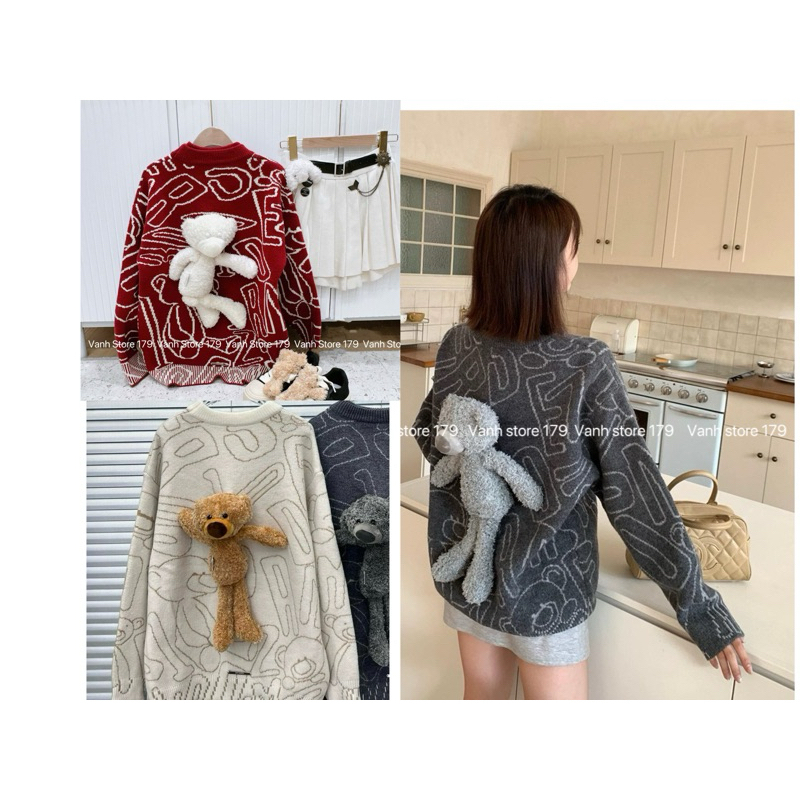 Áo len gấu chữ 13dmz dày dặn