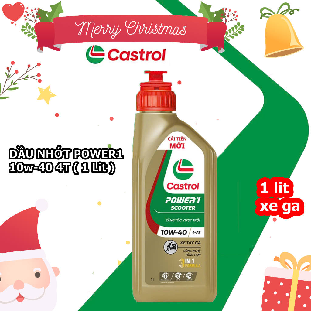 ( xe ga 1 lit ) Dầu nhớt xe ga Castrol POWER1 4T 10W-40 0.8L , 1L - Huongly Car