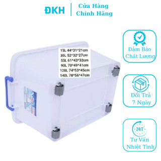 Thùng nhựa đựng đồ trắng đục có bánh xe Duy Tân