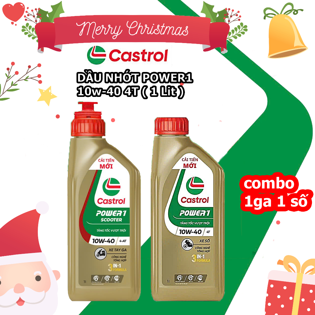 ( combo ga số 1 lít ) Dầu nhớt xe máy Castrol POWER1 SCOOTER 4T 10W-40 1L