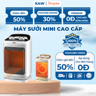 Quạt Sưởi Mini, Máy Sưởi Ceramic KAW K3000 Công Suất 1500W, Ấm Nhanh, Tự Động Ngắt Điện, BH 12 Tháng