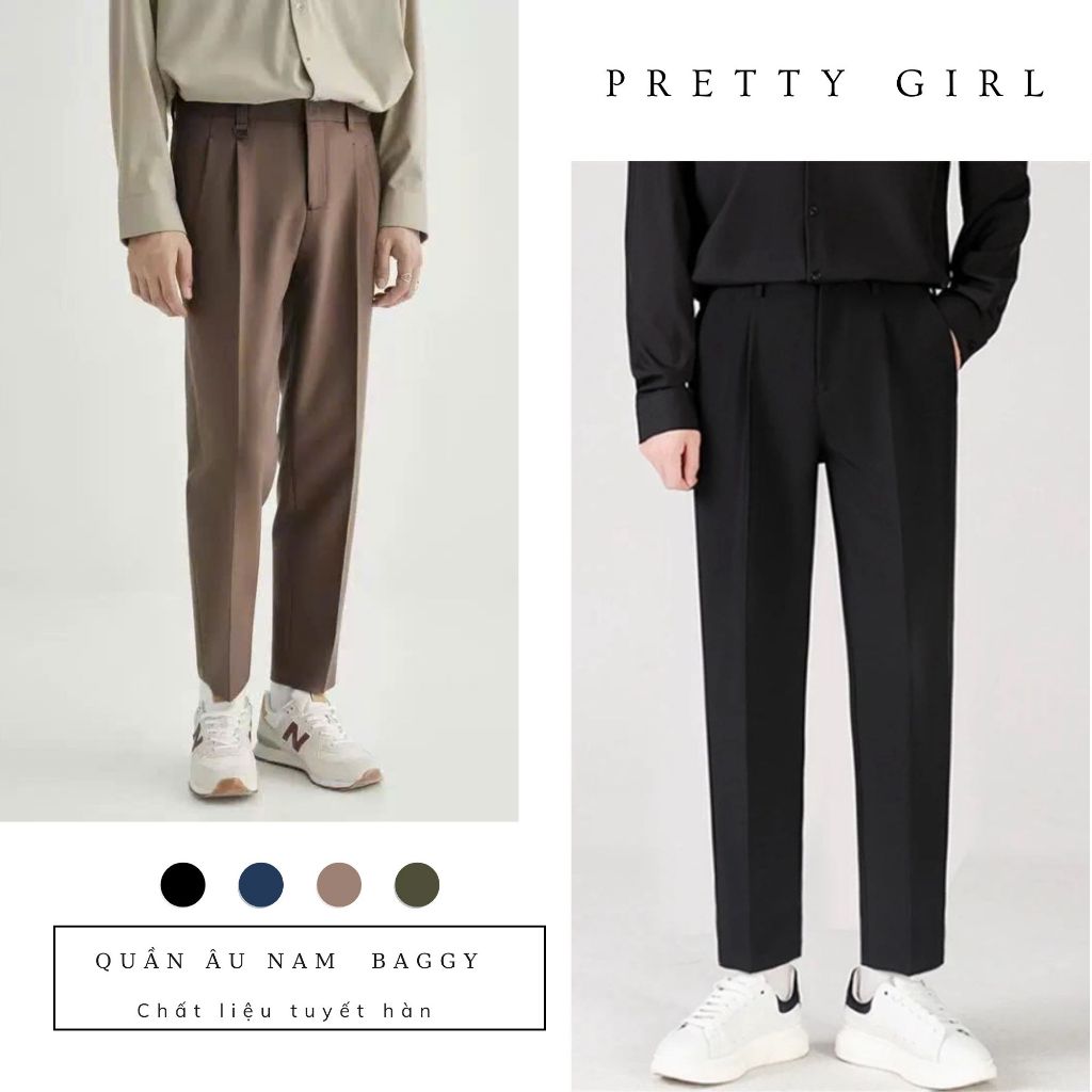 Quần Baggy nam vải Tuyết mưa, Quần âu nam Hiyou kiểu dáng Hàn Quốc 2022