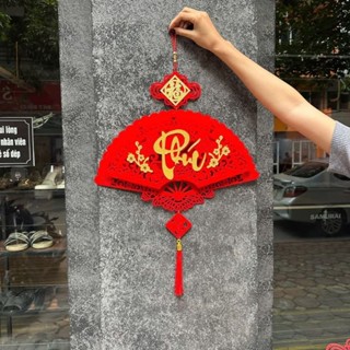 khánh quạt nhung 3 chữ phúc - lộc - thọ