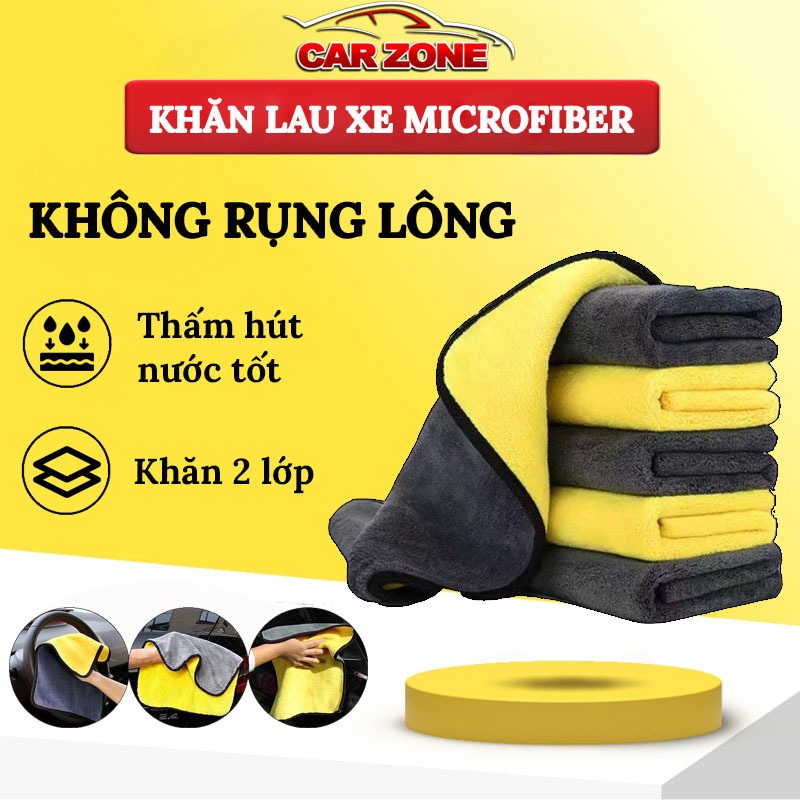 Khăn Lau Xe Hơi Chuyên Dụng 2 Lớp Không Rụng Lông, Thấm Hút Nước Tốt – MÀU VÀNG Carzone