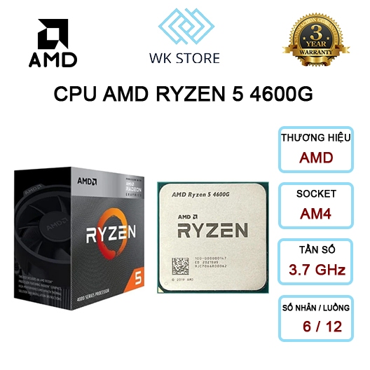 CPU AMD Ryzen 5 4600G | AM4, Upto 4.20 GHz, 6C/12T, 8MB, Box | Bảo hành 36 Tháng