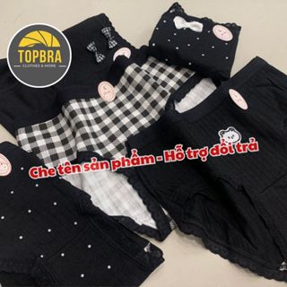 SET 5 Quần Lót Cotton Kháng Khuẩn Thông Hơi Thoáng Khí Thấm Hút Mồ Hôi Toàn Đen TOPBRA