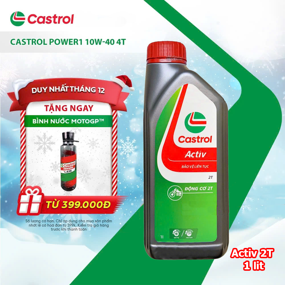 (1 chai Activ 2T 1 lit ) Dầu nhớt xe số Castrol POWER1 4T 10W-40 0.8L , 1L - Huongly Car